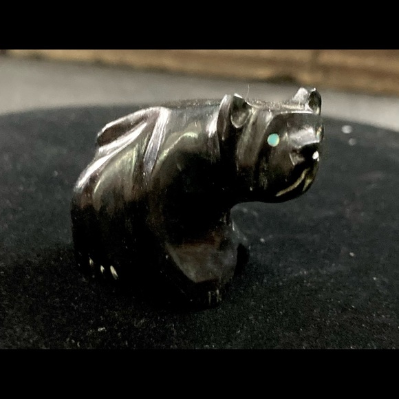 Vintage ZUNI Native American Hand Carved Fetish Turquoise Eyes DAVID CHAVEZ - Picture 4 of 10